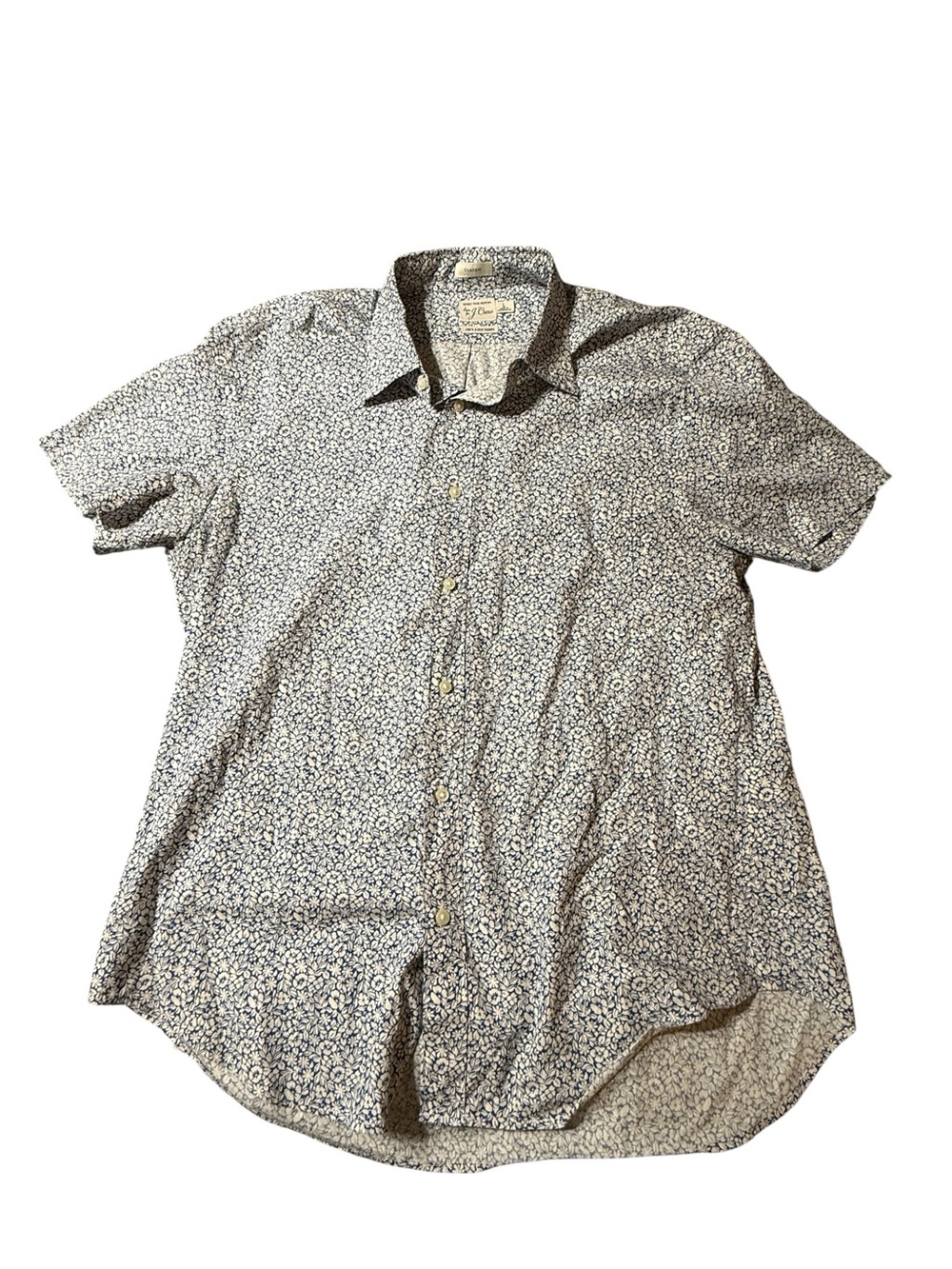 J. Crew Men's Large Shirt Short Sleeve Ditsy Floral Button Up 100% Cotton L